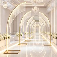 Arche florale en fer sophistiquée avec rideau de perles de cristal et lumières LED pour décor de jardin, mariage et mariage sur la plage