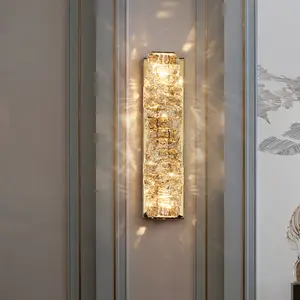 Roestvrijstalen Licht Luxe Kristallen Wandlamp Woonkamer Achtergrond Muur Hotel Trap Goud Bedlampje