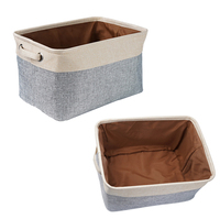 Panier de rangement en tissu coton et lin de 24,6 L, pliable, avec poignées en coton, vente en ligne