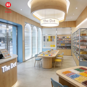 อุปกรณ์ตกแต่งเคาน์เตอร์ติดผนังทำจากไม้แบบครบวงจรสำหรับร้านค้าปลีกกล่องปริศนา - Product Image 1