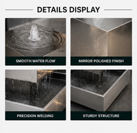 Fontaine carrée extérieure en acier inoxydable BSA 304/316L, design géométrique moderne, pour aménagement paysager de jardin