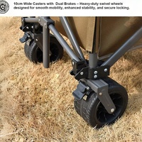 Chariot pliant robuste de 420 L de haute qualité, réglable en hauteur sur 4 positions, avec auvent rose et roues larges, idéal pour le camping et les chariots de vente.