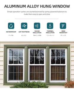 Customized Factory Window Double Single Hung Vertical Lift up Double Tempered Glazed Aluminum Alloy Vertical Sliding Windows - Product Image 3