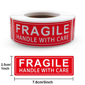 Autocollants amovibles lavables imprimés en usine, étiquettes électrostatiques en rouleau, ruban d'avertissement fragile pour <span class=keywords><strong>l</strong></span>'expédition de marchandises fragiles, dossiers - Product Image 2