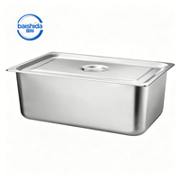 Bac Gastronorm Professionnel 1/2 en Acier Inoxydable, Design Carré Moderne avec Couvercle pour Buffet, Service Alimentaire, Table Chaude, Bac GN