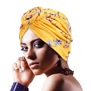 GTOP venta al por mayor logotipo personalizado nudo trenzado turbantes diademas patrón de flores cabeza envoltura estampados africanos turbante sombrero para <span class=keywords><strong>mujer</strong></span> - Product Image 1