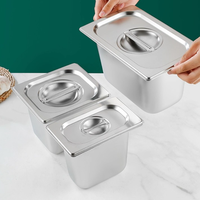 Grosir Wadah Makanan Gastronorm (GN Pan) Standar Modern Gaya Amerika 1/4 Stainless Steel 201 Tebal 0.7mm Warna Perak untuk Komersial