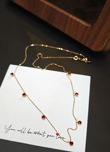 Collier en or 18 carats Xinfly avec rubis, design étoile unique, chaîne à maillons, pour cadeau de fiançailles, vente chaude, bijoux de style vintage - Product Image 3