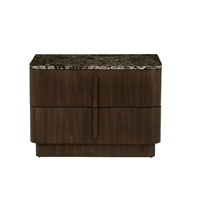 Meuble de maison moderne, table de chevet en bois avec plateau en marbre, table de chevet avec 2 tiroirs