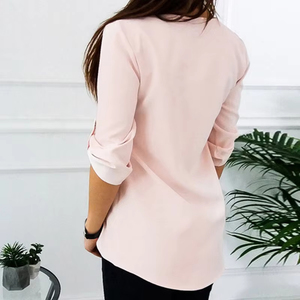 Camiseta informal con cremallera para mujer, blusas sexis con cuello en V, blusas sólidas de manga corta, tallas grandes, ropa larga holgada - Product Image 4