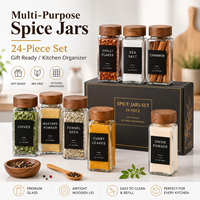 Bocaux en verre carrés vides pour bougies avec couvercle en bois d'acacia, support pour petites séries, étiquette personnalisée, rangement de cuisine