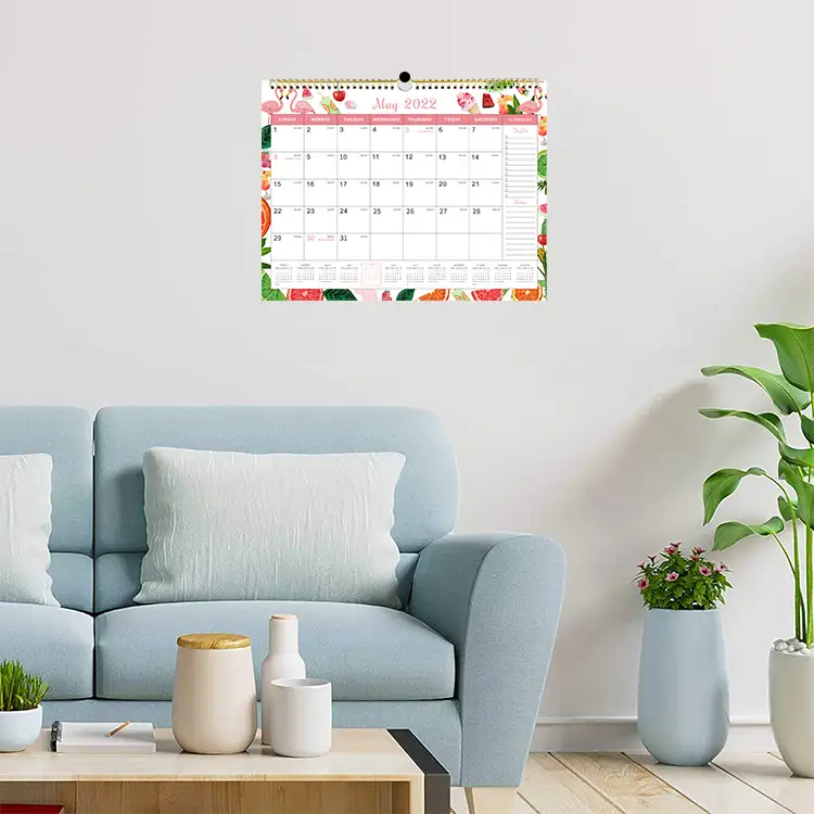 Benutzer definierter dicker Papier kalender Drucken 365 Tage monatliches Jahr Vollfarb-Werbe planer Wandkalender für Büro