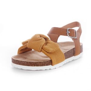 2024 estate nuovo stile per ragazze sandali dolci morbidi con fondo aperto traspirante per bambini sandali in sughero alla moda graziose <span class=keywords><strong>scarpe</strong></span> da spiaggia con fiocco all'aperto - Product Image 2