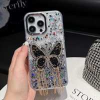 Coque de protection en gel électrolytique scintillant avec pompon papillon diamanté XP906, compatible avec iPhone 17 Pro Max, best-seller