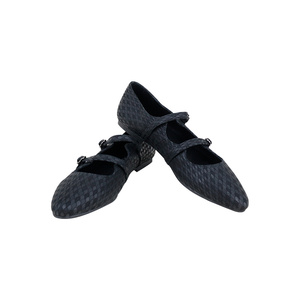 Elegante elegante donna Mary Jane scarpe uniche pelle di vacca in rilievo con doppia fibbia piatta e leggera - Product Image 2