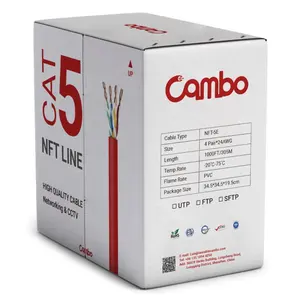 CAM BO NFT Line Precio más barato Cat5e cable 24awg Sólido CCA 1000ft 305m cable 5E 100mts UTP 5E 305M CAT5e cable