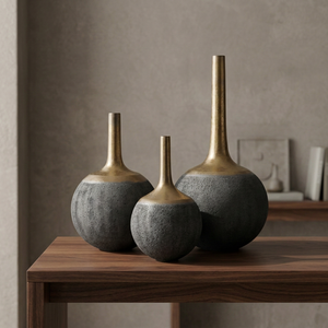 Handmade Bronze Tabletop Vase Set Minimalist Design Decorative Metal Vases - Product Image 4