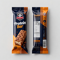 Sachets scellés à l'arrière personnalisés en aluminium pour poudre, protéines, barres chocolatées, emballage thermoscellé, sacs pour barres chocolatées