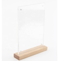 Cadre photo magnétique en bois acrylique avec base en hêtre, présentoir de bureau élégant