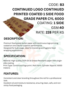 Papel de Mantequilla de Grado Alimenticio con Logotipo Continuo Impreso, Papel de Envolver Antigrasa con Recubrimiento de una Cara, Hoja Personalizada con Marca - Product Image 2