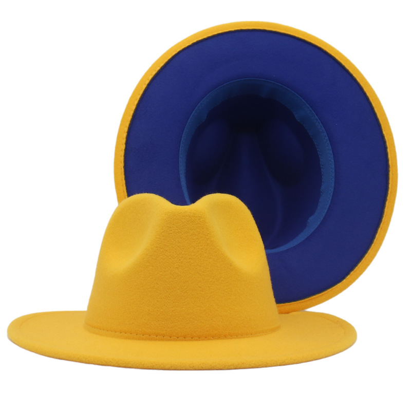 Шляпа в стиле унисекс, Лоскутная шерстяная фетровая Федора в стиле джаз, Панама с широкими полями, для вечеринок, ковбойская одежда, свадебная шапка