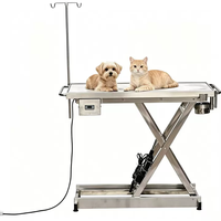 Table d'opération pour animaux de compagnie, hauteur réglable, acier inoxydable 304, table de traitement chirurgical électrique à levage plat