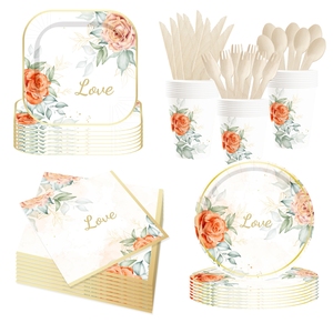 DAMAI, platos y servilletas para fiesta de despedida de soltera, juego de vajilla para fiesta de Sr. y Sra., decoraciones de boda de compromiso, favores para cumpleaños - Product Image 1