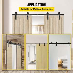Kit de Ruedas para Puerta Corredera en Forma de J WEKIS de 6.6 Pies, Riel Deslizante de Acero al Carbono Negro, Herrajes para Puerta Corredera para Uso en Almacenes o Apartamentos - Product Image 6