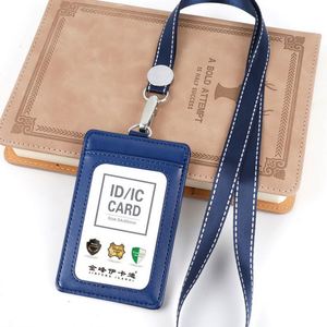 Porte-badge d'identification personnalisé en cuir PU fin avec cordon - Product Image 3