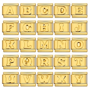 Pulsera Modular Italiana de la Serie de Letras Cóncavas Doradas, Chapado en Acero Inoxidable, Accesorios de Pulsera Elástica DIY - Product Image 1