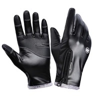 Haute qualité en cuir PU hommes gants complets noir hiver chaud gants d'équitation écran tactile quotidien cyclisme Sports de plein air