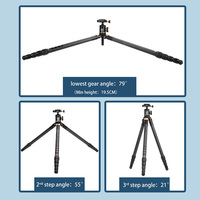 Q8805C Trépied Léger en Fibre de Carbone Professionnel Compact Support de Trépied Numérique Tête Sphérique Panoramique 158cm pour Appareil Photo