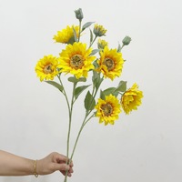 Tige unique de tournesol, fleur artificielle de haute qualité, arrangement floral pour mariage, décoration pour salon et table à manger