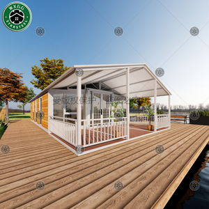Maison conteneur pliable et extensible en forme de L, revêtue de bois horizontal, pour camping en campagne, site touristique, unité d'hébergement touristique - Product Image 3