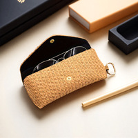 Sac de lunettes de soleil avec motif de paille en PU souple, étui pour lunettes de soleil