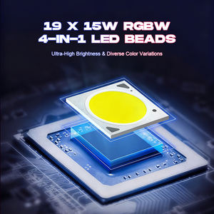 Projecteur de scène LED à tête mobile RGBW 4-en-1 DMX512 19x15W 300W 16/24 canaux avec stroboscope réglable et gradation 0-100% pour parcs à thème - Product Image 4