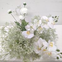 Chemin de table de mariage style Mori en soie blanche et verte, fleurs artificielles pour allée de mariage, arrangements floraux artificiels, palette de blanc