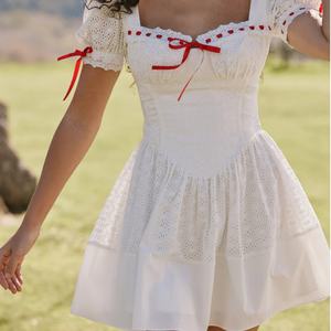 Vestido Mini Casual Blanco de Alta Calidad al por Mayor, Vestido de Encaje Dulce con Mangas de Princesa, OOTD - Product Image 2