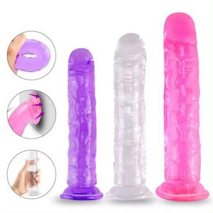 ที่กําหนดเองขายส่งจํานวนมากสมจริงDildoพร้อมถ้วยดูดฐานยืดหยุ่นขนาดใหญ่คริสตัลนุ่มCockอวัยวะเพศชายนวดเพศของเล่น - Product Image 1