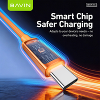 Kabel Tipe C BAVIN Berkualitas Tinggi dan Tahan Lama CB415 Nylon Braided 60W Pengisian Daya 480 Mbps Transfer Data