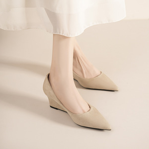 Chaussures compensées à bout pointu en daim, à enfiler, semelle extérieure en caoutchouc souple, toutes saisons 5222C - Product Image 2
