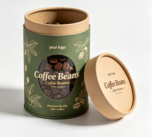 Custom Kraft Paper Tube Coffee Beans Packaging Green With Gold Foil Printing Recyclable Premium Quality 100% Arabica - Product Image 3