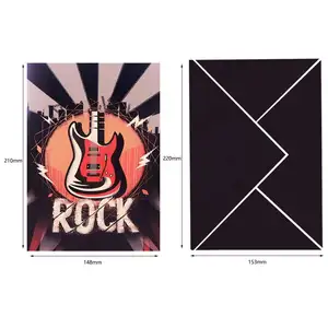 Winpsheng Rock Stijl Laser Gesneden 3d Muziek Pop Up Rock Gitaar 3d Pop Up Gelukkige Verjaardag Kaarten