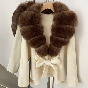 OUDINA Nouvelle mode élégante, <span class=keywords><strong>fourrure</strong></span> de renard naturelle véritable, laine double face, manteau en <span class=keywords><strong>fourrure</strong></span> d'hiver pour femmes - Product Image 3