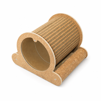 Rascador para Gatos de Corcho en Forma de Túnel, Superficie de Rascado Corrugada, Paneles Laterales de Corcho Natural con Patas de Gato, 340 x 290 x 255 mm