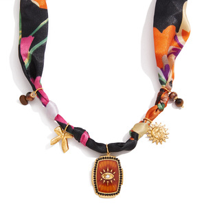 Themed Pendant Necklace With Eye Charm Shield Shape Bezel Setting Women's Fashion Jewelry U Shape Design - Product Image 5