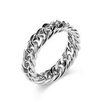 Bague Chaîne Cubaine en Acier Titane pour Hommes, Large Bande en Acier Inoxydable Or, Argent, Noir, Bijoux Hip Hop Punk, Cadeau Tendance