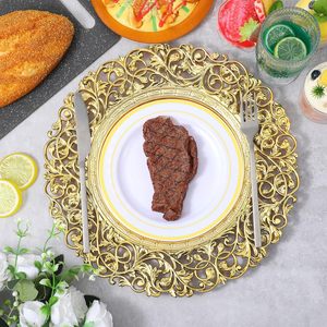 Assiettes et Plats : Assiettes de Présentation en Plastique Dorées de 13 et 15 Pouces pour Mariages et Restaurants - Product Image 4