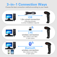 Escáner de Código de Barras 2D Resistente con Bluetooth en Existencia, Compatible con Escaneo de Pantalla, Lector de Códigos QR Inalámbrico con Tiempo de Espera Súper Largo de 2600 mAh