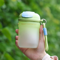 Mug en verre borosilicate ombré 2025, mignon, avec double paille, résistant à la chaleur, bouteille d'eau pour femmes, 360 ml, anti-fuite, sans BPA